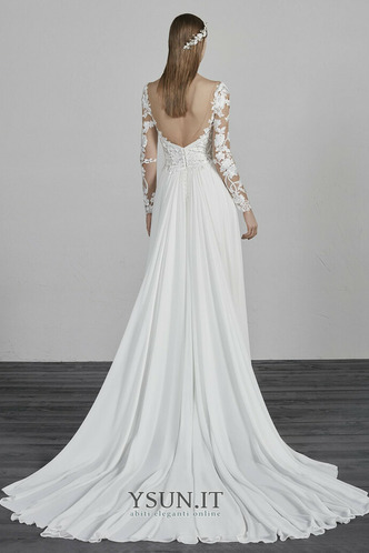 Abito da sposa Triangolo Invertito Maniche Lunghe Chiffon Fuori dalla spalla - Pagina 2