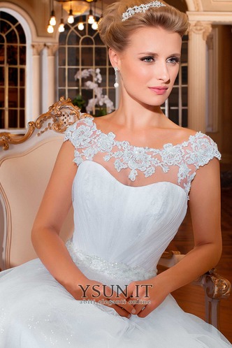 Abito da sposa Vintage Bateau Cappellini Maniche Corte A-Line Naturale - Pagina 3