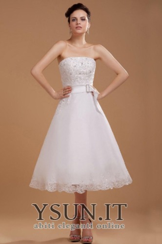 Abito da sposa Pizzo Affascinante Cerniera Applique Estate Sotto Ginocchio - Pagina 2