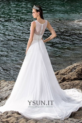 Abito da sposa Spiaggia Naturale Tulle A-Line Lungo decorato - Pagina 2