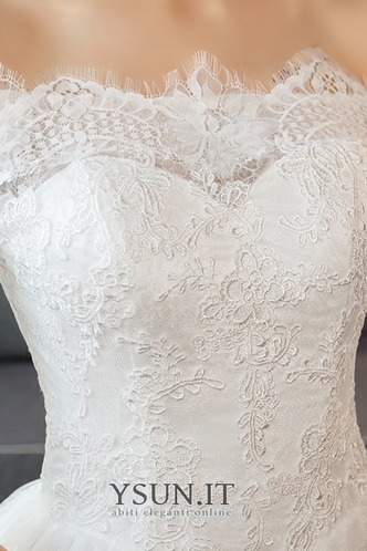 Abito da sposa Collare di spalla Carta A-Line Lace Coperta Pizzo Schiena Nuda - Pagina 4