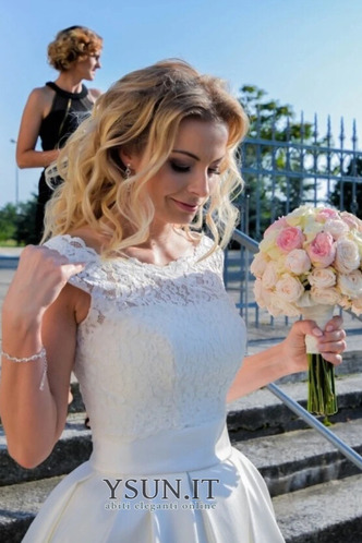 Abito da sposa Piccola t Festoni A-Line Naturale Treno di spazzata - Pagina 2