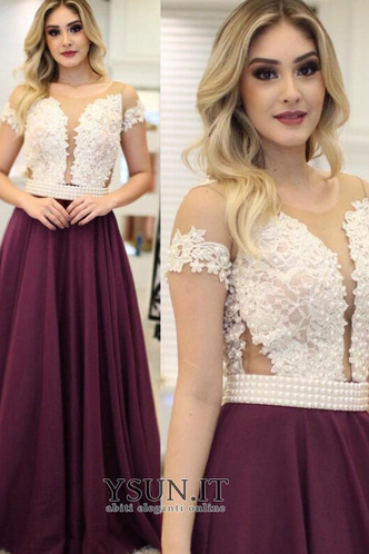 Abito da sera Pizzo Quanto Lace Coperta Maniche Corte Cinghia in rilievo - Pagina 1