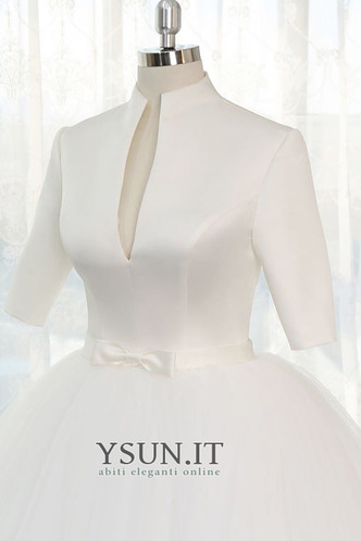 Abito da sposa XL Raso Naturale Formale Maniche a 3/4 V-Scollo - Pagina 4