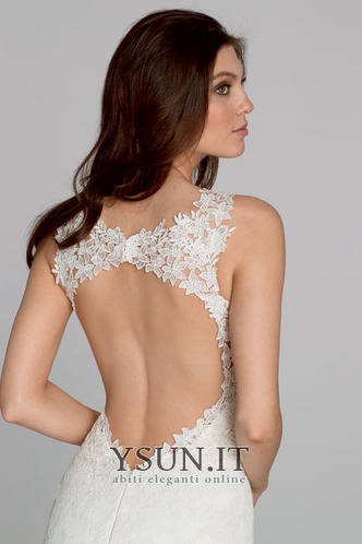 Abito da sposa Pizzo Scollo a v V Naturale Mezza Coperta Gonna lunga - Pagina 4