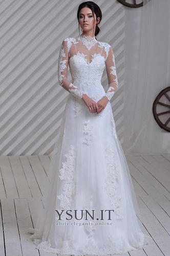 Abito da sposa A-Line Lupetto Primavera Quanto Pizzo francese Lungo - Pagina 1