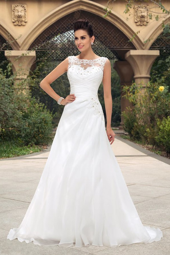 Abito da sposa Naturale Cappella treno stravagante Pieghe Corpetto - Pagina 1