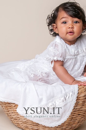 Abito cerimonia bambina Maniche Corte Alta Coperta Rosette Ornamento tessuto - Pagina 3