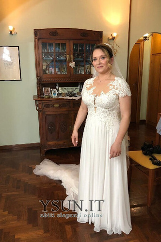 Abito da sposa Maniche Corte Taglie Forti a linea Quanto Primavera - Pagina 1