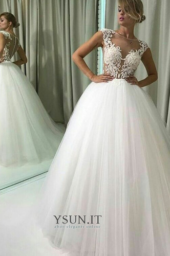 Abito da sposa a linea Breve treno Naturale moda Bateau Tulle - Pagina 1