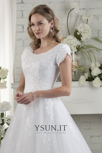 Abito da sposa Applique Lungo Tondo Alta Coperta Primavera Tulle - Pagina 3