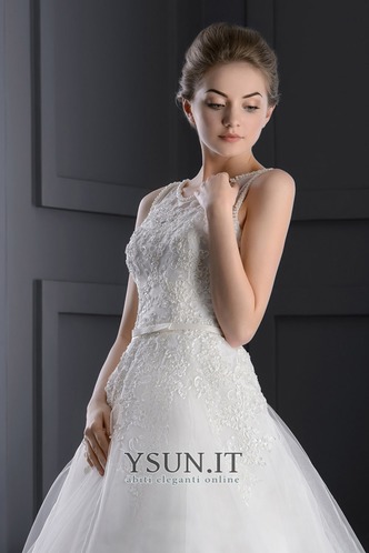 Abito da sposa Pizzo Lungo Senza Maniche Naturale Ball Gown Allacciato - Pagina 3