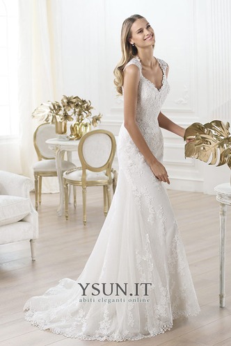 Abito da sposa Pizzo Senza Maniche unbacked Naturale Queen Anne A-Line - Pagina 1