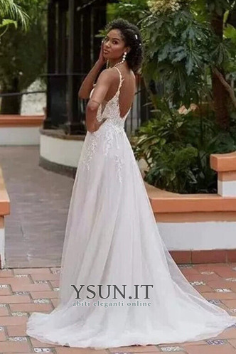 Abito da sposa Lungo Senza Maniche Estate unbacked A-Line Applique - Pagina 2