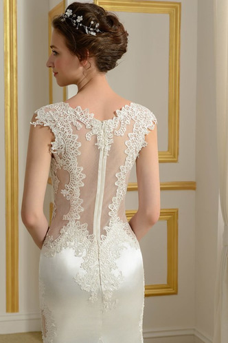 Abito da sposa Lungo Shiena Sheer Autunno Tubino Raso V-Scollo - Pagina 4