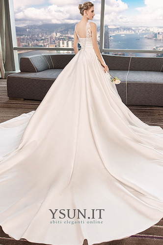 Abito da sposa Pizzo Overlay Naturale A-Line Formale Cattedrale di treno - Pagina 2