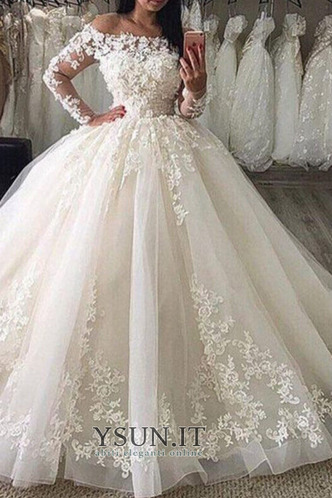 Abito da sposa Inverno Collo drappeggiato Triangolo Invertito Organza ambra - Pagina 1