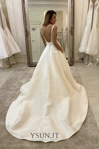 Abito da sposa Pizzo Senza Maniche Eleganti A-Line Primavera V-Scollo - Pagina 2