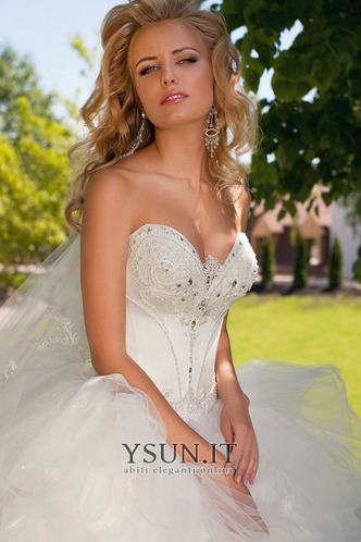Abito da sposa Con Velo Lungo Primavera Formale Bassa collo Sweetheart - Pagina 4