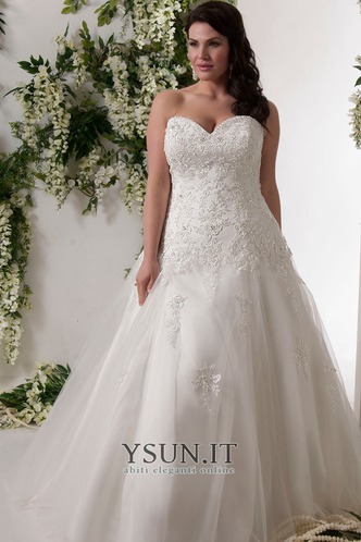 Abito da sposa Cuore Bassa Applique Senza Maniche Pizzo Bendaggio - Pagina 1