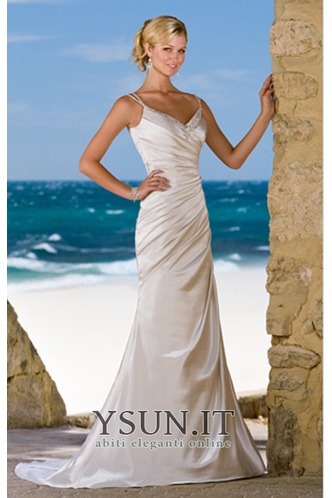 Abito da sposa Sirena Cinghia Gonna lunga Super Satin Senza Maniche - Pagina 1