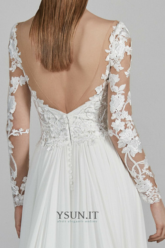 Abito da sposa Triangolo Invertito Maniche Lunghe Chiffon Fuori dalla spalla - Pagina 4