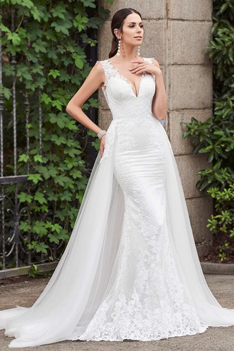 Abito da sposa Sexy Pizzo Gonna lunga all'aperto Naturale Senza Maniche - Pagina 2
