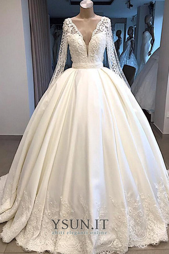 Abito da sposa Aqua perle a linea Profondo V-scollo Cinghia in rilievo - Pagina 1