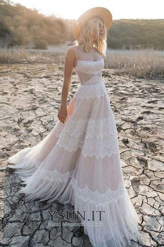 Abito da sposa Tulle Non Specificato a linea Treno di spazzata Naturale - Pagina 1