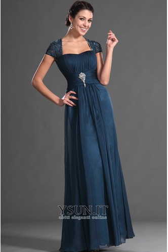 Abito mamma sposa Maniche Corte Pizzo Overlay Corpo a mela Tubino Chiffon - Pagina 3