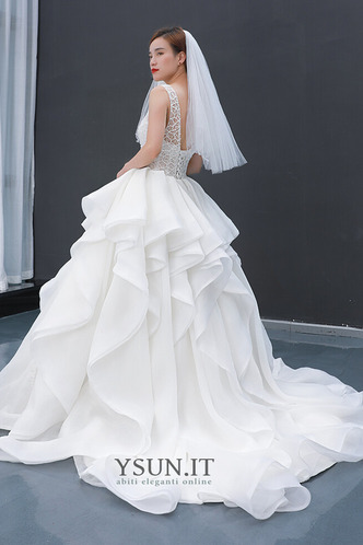 Abito da sposa Clessidra Breve treno a linea Autunno Naturale Cascata Volant - Pagina 6