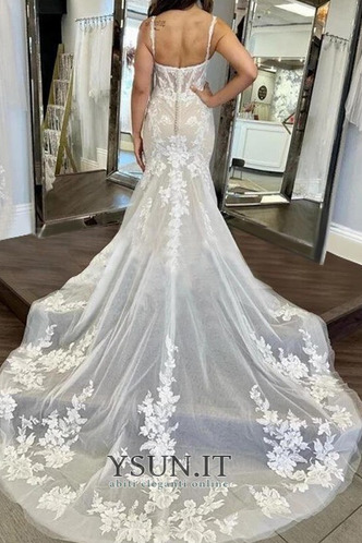 Abito da sposa sirena Spaghetti spalline Naturale Cerniera Bottone - Pagina 2