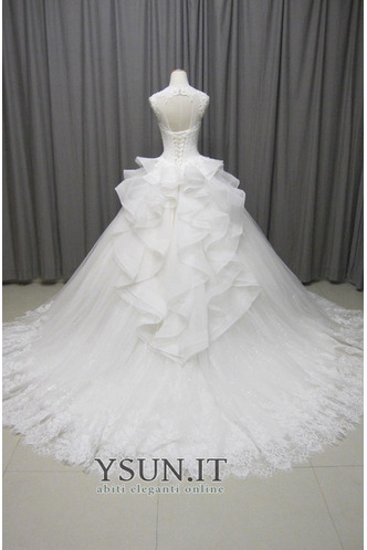 Abito da sposa decorato Lungo Eleganti Festoni A-Line Pieghe Corpetto - Pagina 6