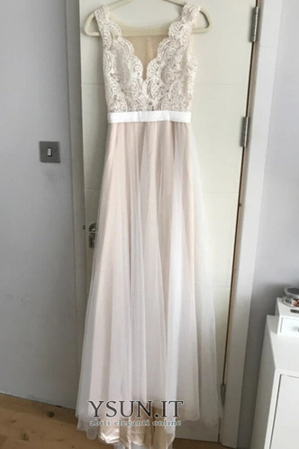 Abito da sposa Shiena Sheer A-Line Festoni Naturale Semplici Breve treno - Pagina 2