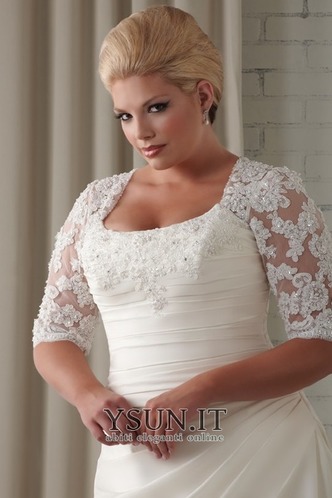 Abito da sposa A-Line Naturale Alta Coperta Quadrato Pizzo francese - Pagina 2