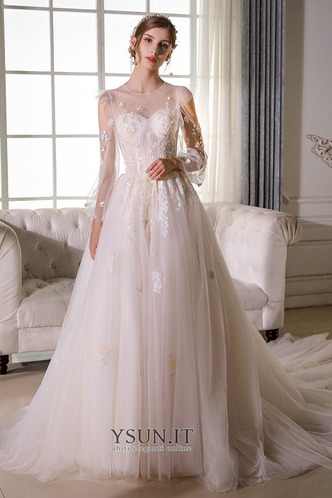 Abito da sposa Tipo standard Caduta Illusione maniche Tulle Naturale - Pagina 5