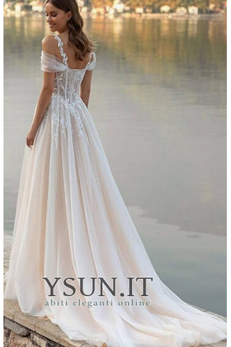 Abito da sposa Romantici A-Line Tulle Treno di spazzata Spiaggia Naturale - Pagina 2