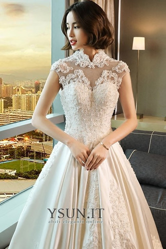 Abito da sposa Pizzo Overlay Buco della serratura Applique Senza Maniche - Pagina 2