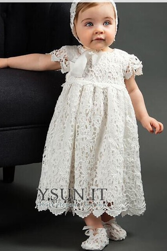 Abito cerimonia bambina A-Line Lace Coperta Autunno A Terra Pizzo Naturale - Pagina 5