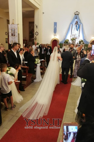 Abito da sposa Maniche Corte Taglie Forti a linea Quanto Primavera - Pagina 2