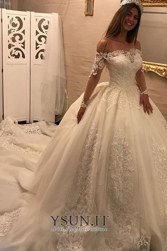 Abito da sposa Quanto Fuori dalla spalla Lungo Maniche Lunghe Tulle - Pagina 1