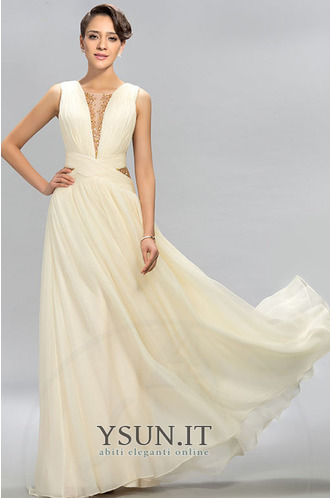 Abito da sera Pieghe Corpetto Schiena Nuda Chiffon Scollo a v V abbondante - Pagina 1