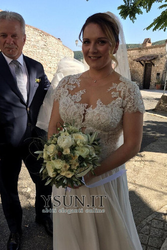 Abito da sposa Maniche Corte Taglie Forti a linea Quanto Primavera - Pagina 5