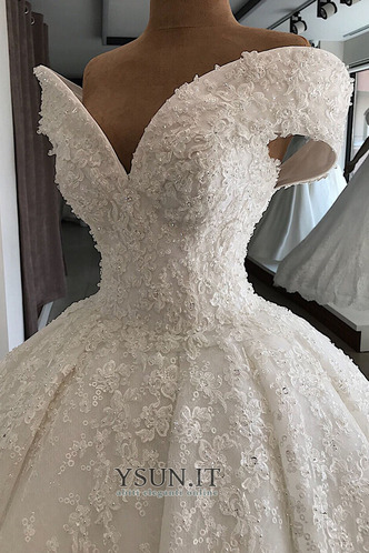 Abito da sposa Organza Formale Senza Maniche a linea Omerale Festoni - Pagina 3