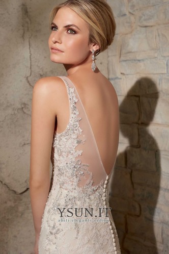 Abito da sposa moda Gonna lunga Senza Maniche all'aperto Pizzo Applique - Pagina 4