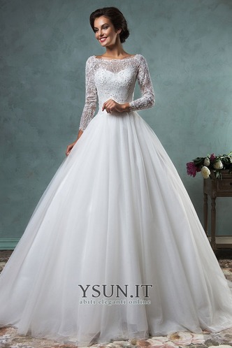 Abito da sposa Chiesa a linea Mezza Coperta Quanto Applique Gonna lunga - Pagina 1