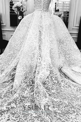 Abito da sposa Inverno Lace Coperta Tulle in pizzo A-Line Treno della corte - Pagina 2