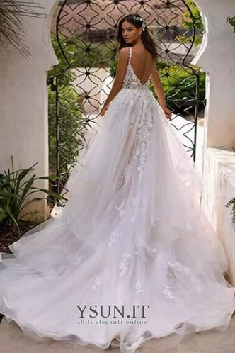 Abito da sposa Applique Naturale Tulle all'aperto Schiena Nuda Eleganti - Pagina 2