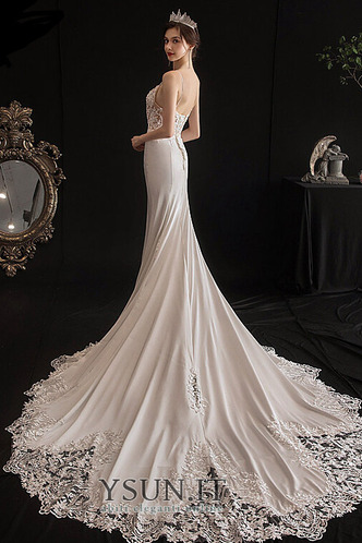 Abito da sposa Sirena Estate Festoni Eleganti Lungo Spaghetti spalline - Pagina 2