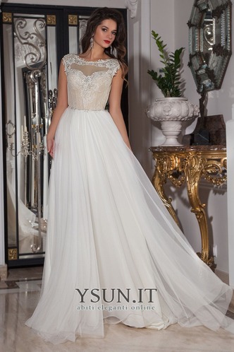 Abito da sposa Tulle Bateau Schiena Nuda Cinghia in rilievo a linea - Pagina 1